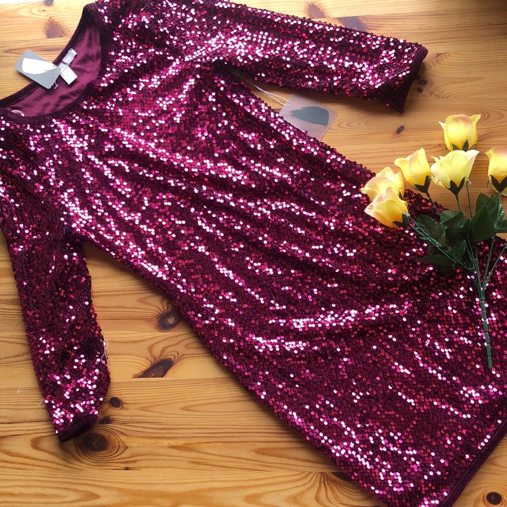Pink sequins mini dress NWT